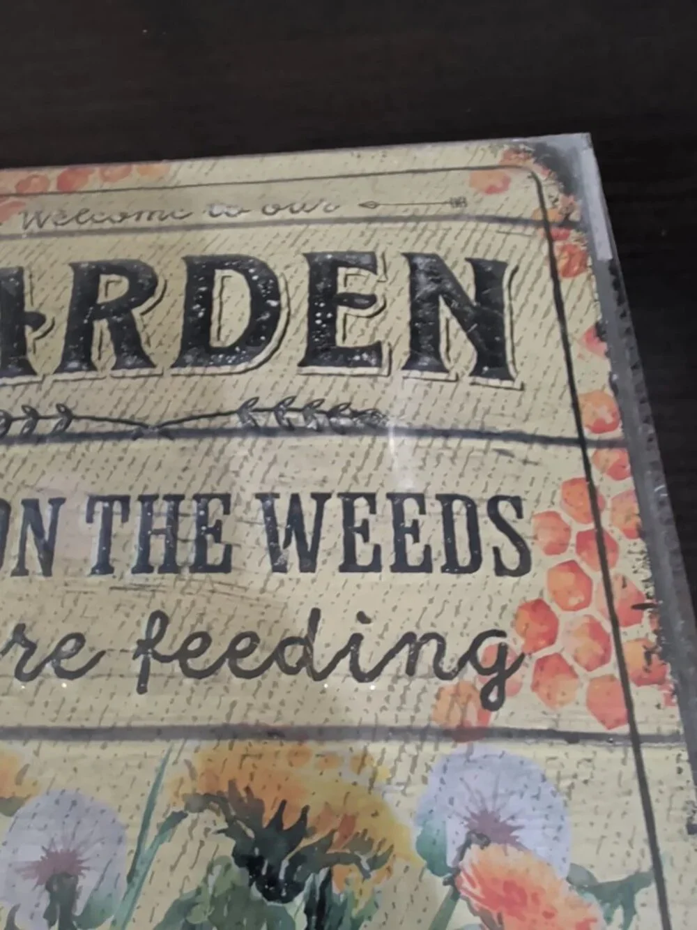 LANOLU Pardon The Weeds Bee Metal Sign 8x12 Vintage Garden Decor